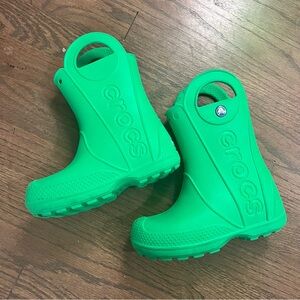 Green crocs rain boots
